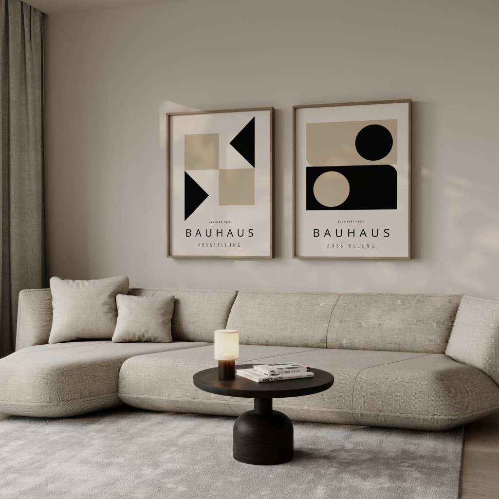 Bauhaus Beige Noir Équilibre – Lot de 2 affiches