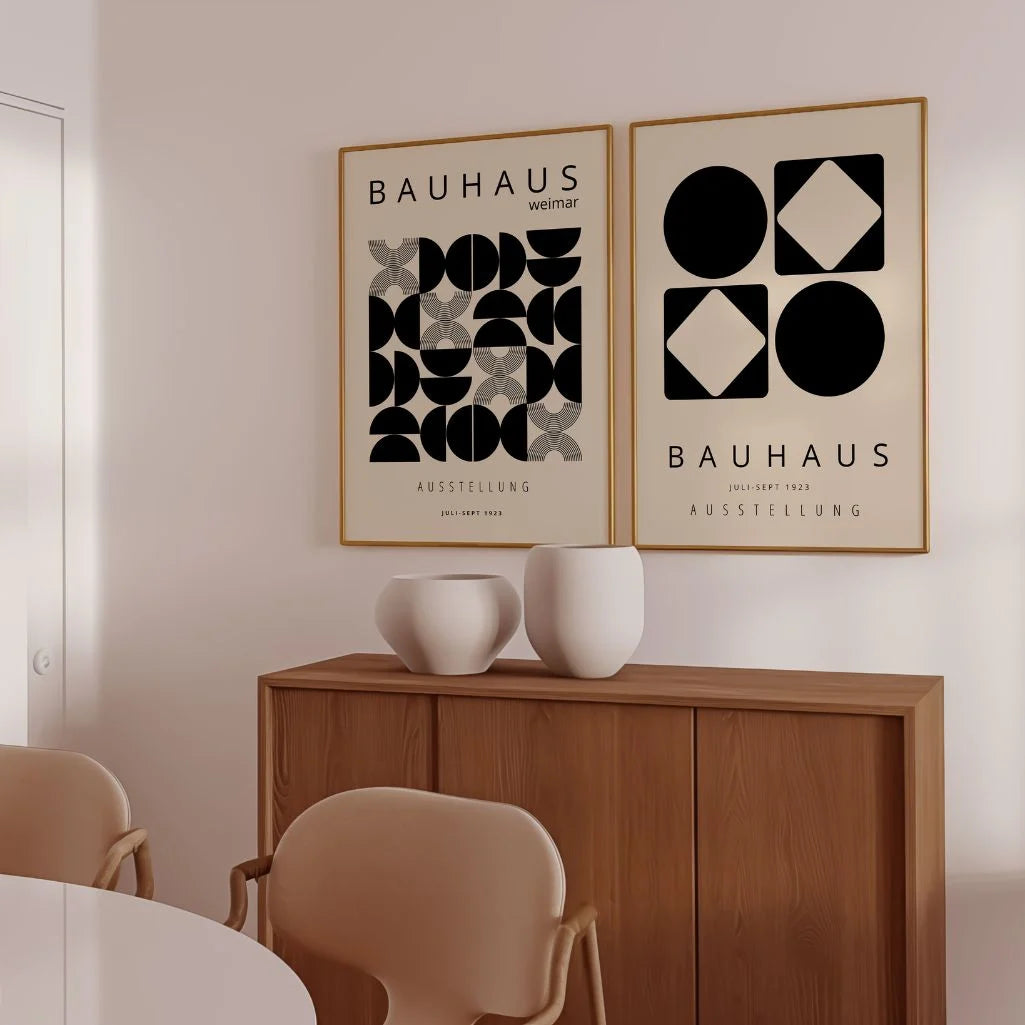 Bauhaus Géométrie – Lot de 2 affiches,beige