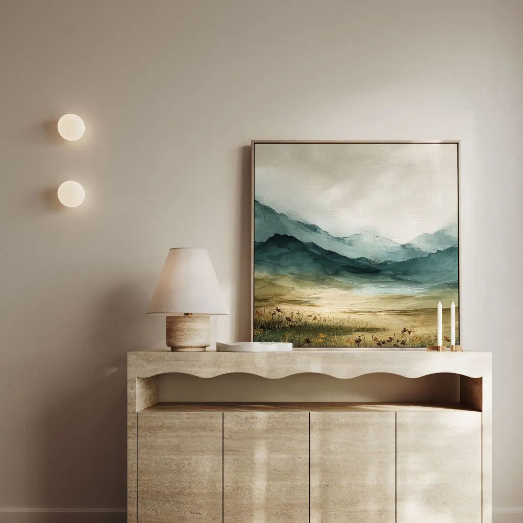 Toile encadrée – Vallée verte au soleil