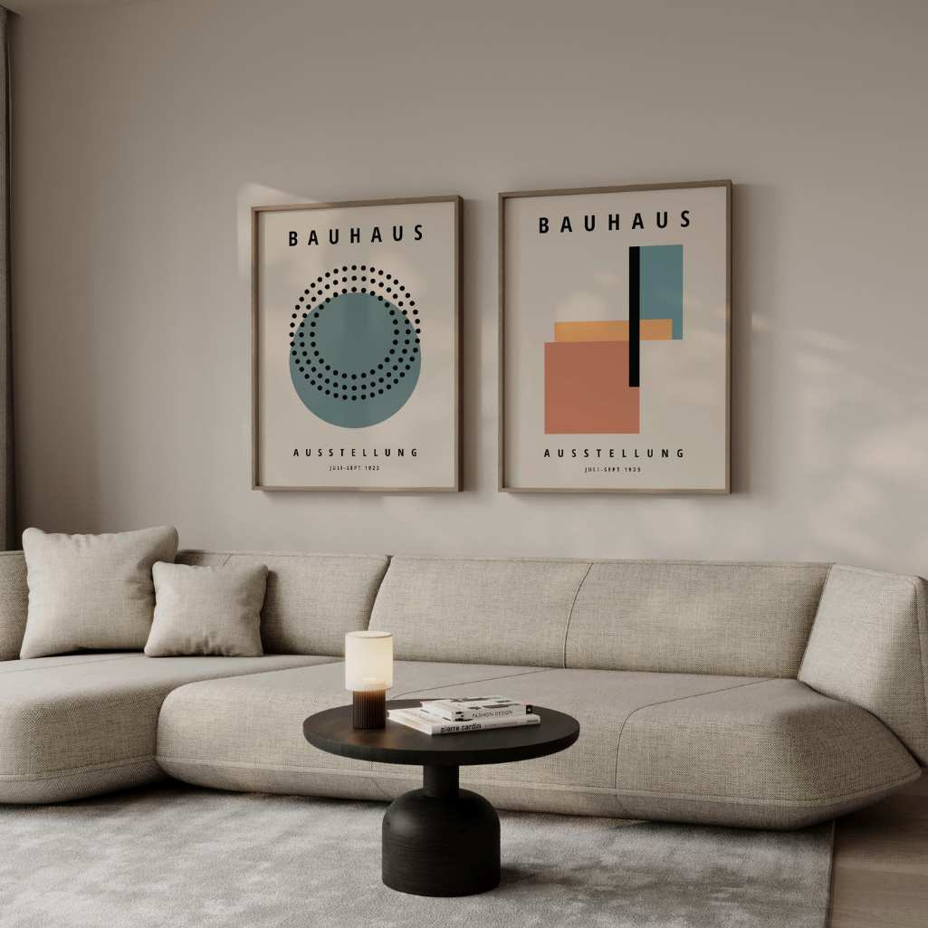 Bauhaus Vert Terracotta Équilibre – Lot de 2 affiches