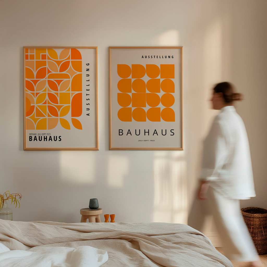 Bauhaus Orange Poster Set of 2