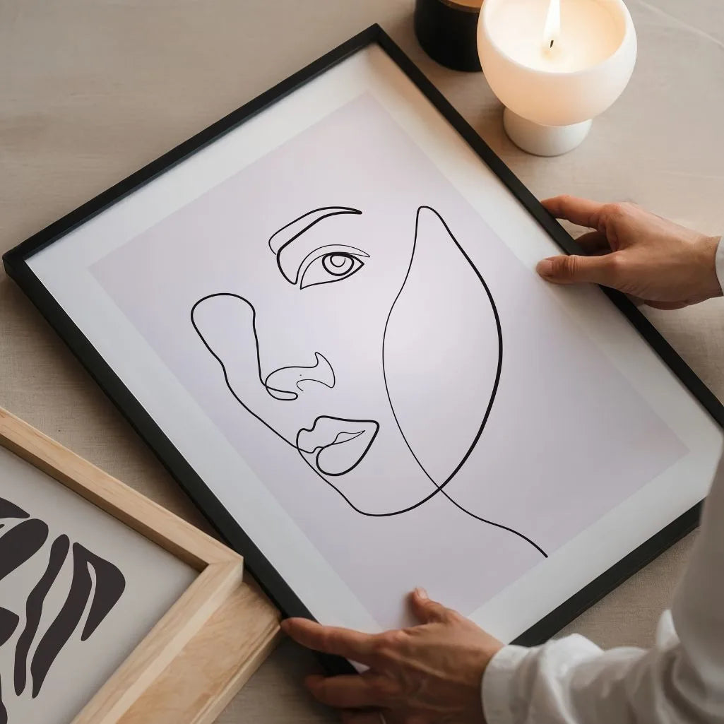 Gaze of Silence Female Face Line Art Poster