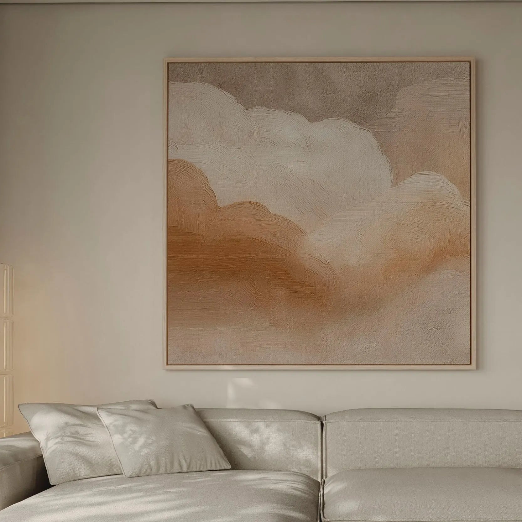 Toile encadrée – Nuages beige