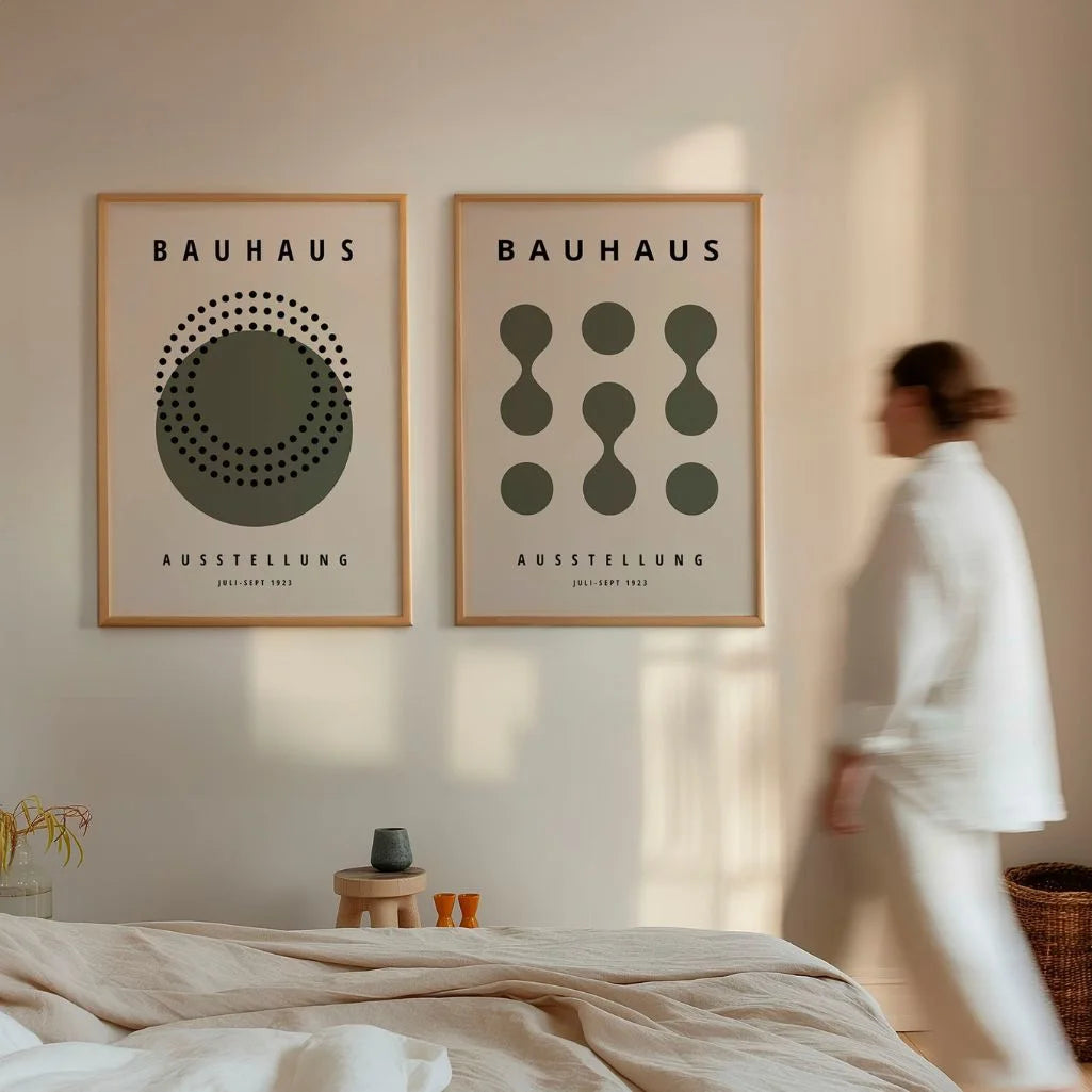 Bauhaus Olive Forms Poster Set of 2