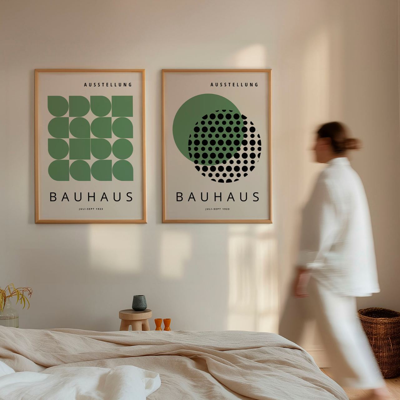 Bauhaus Géométrie verte – Lot de 2 affiches