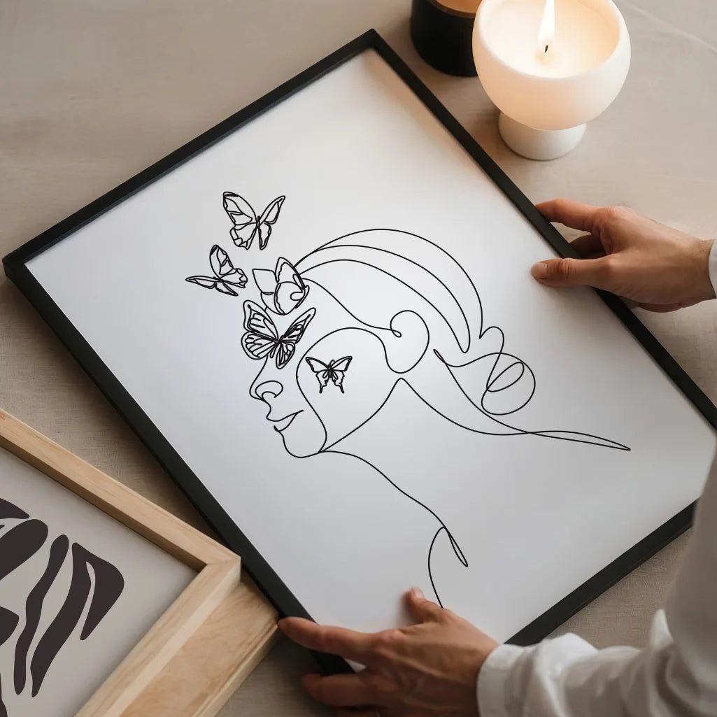 Butterfly Dance Female Line Art Poster