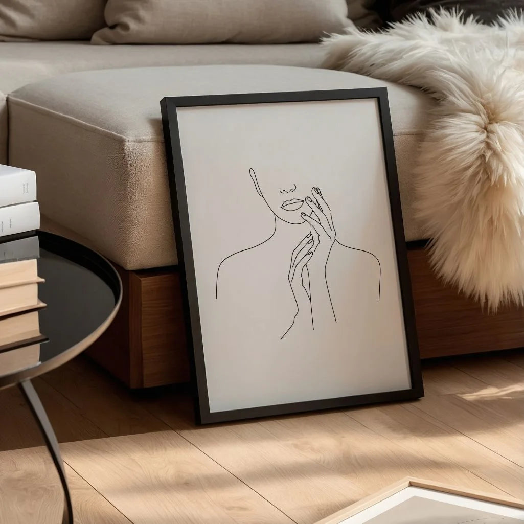 Touch of Silence Female Line Art Poster