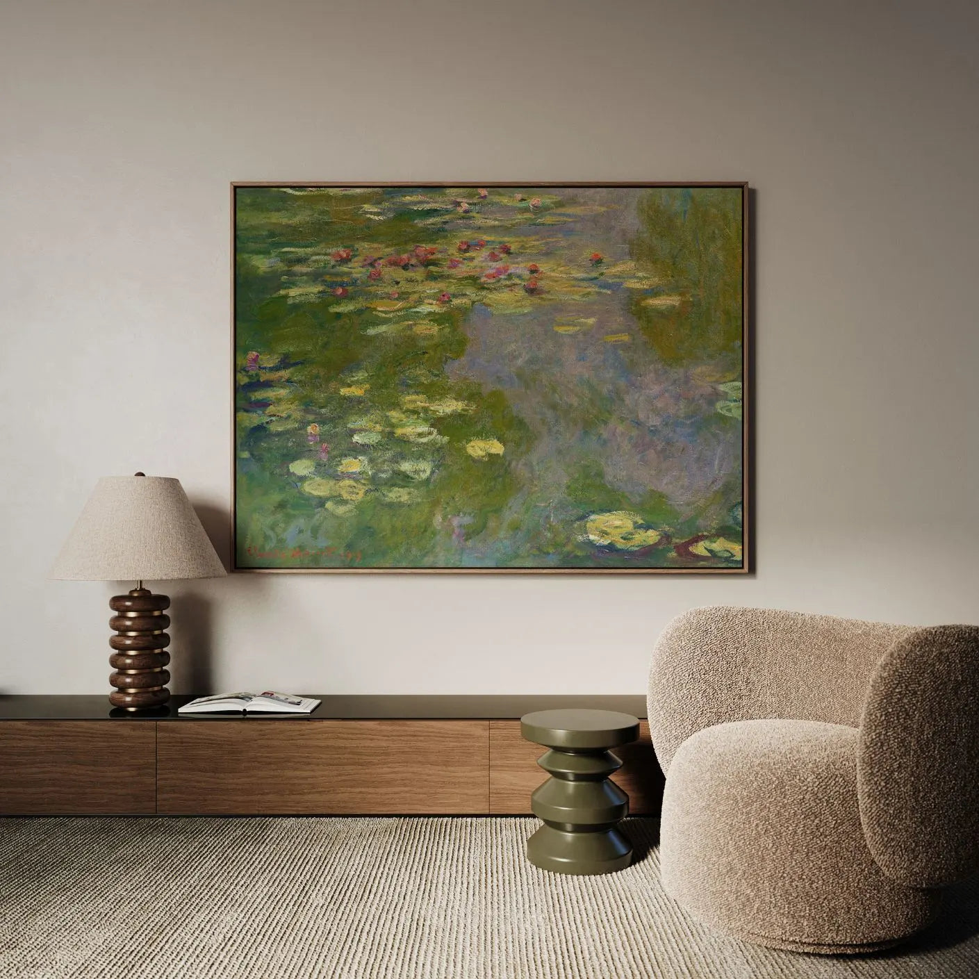 Claude Monet Water Lilies Framed Canvas Print