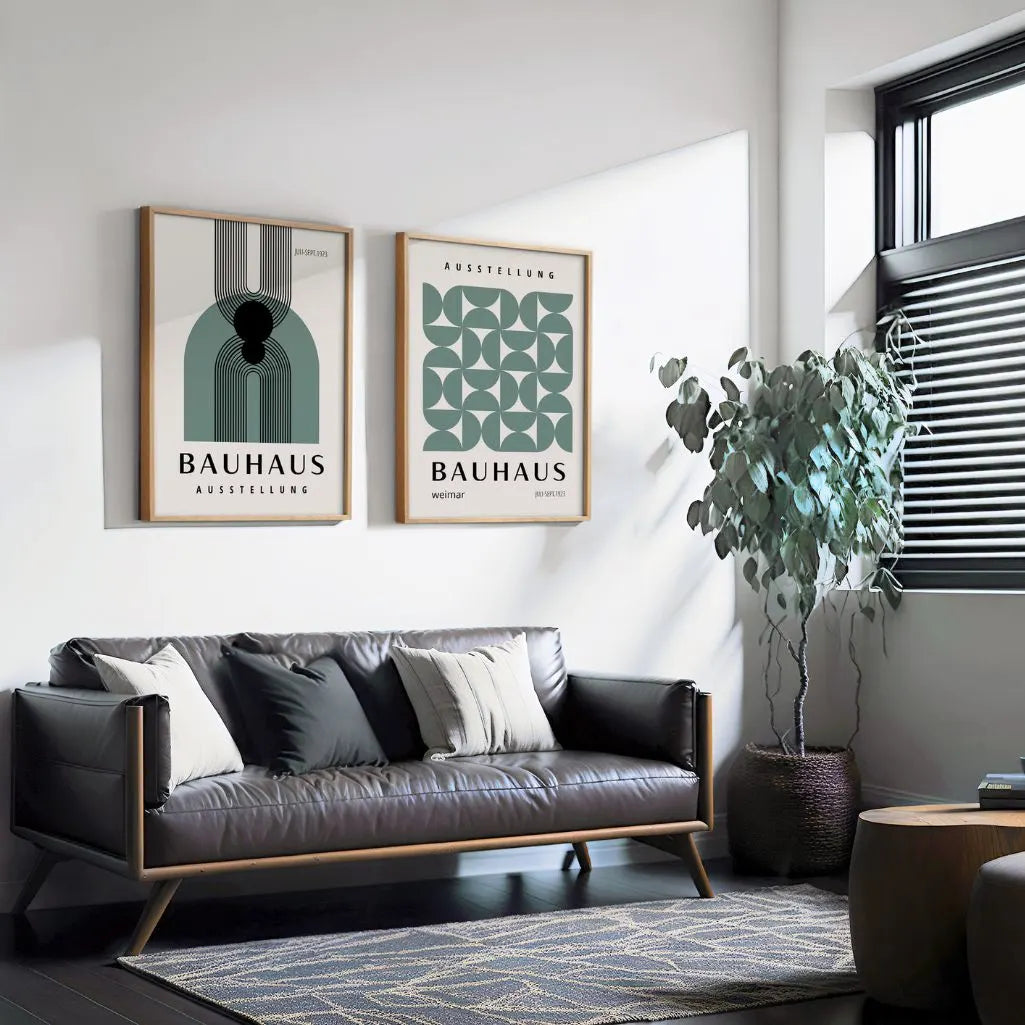 Bauhaus Géométrie Vert – Lot de 2 affiches