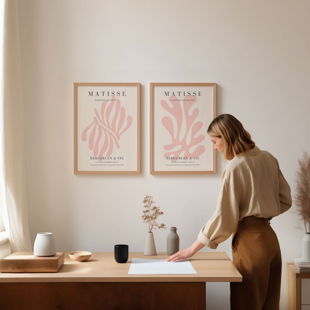 Matisse Pastel Pink Shapes Poster Set of 2