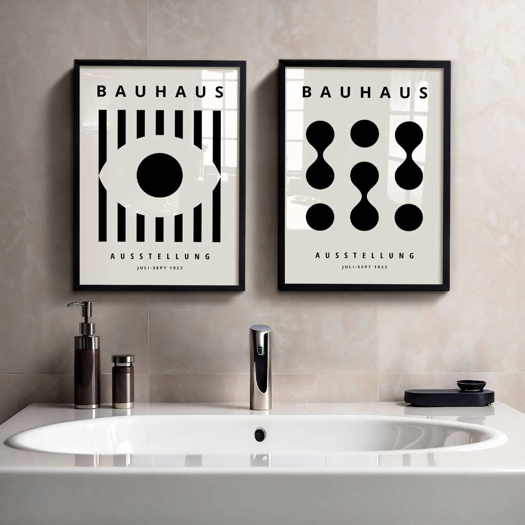 Bauhaus Noir Beige Contraste – Lot de 2 affiches