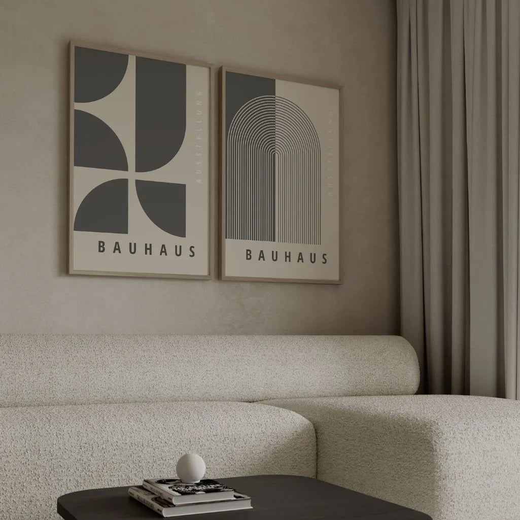Bauhaus Graphite Geometry Set of 2 Posters