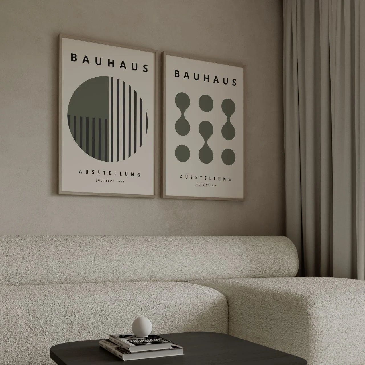 Bauhaus Vert olive – Lot de 2 affiches