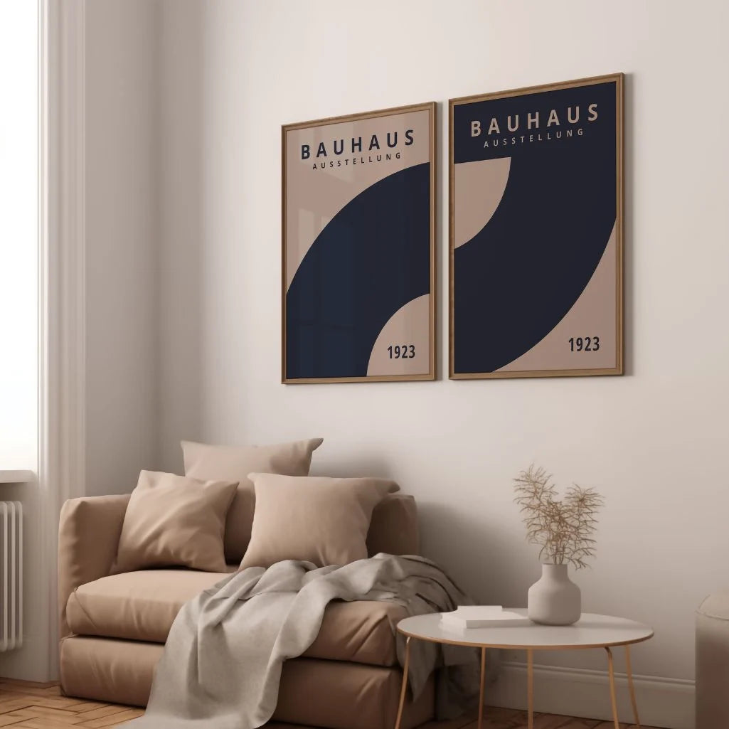 Bauhaus Navy Abstraction Set of 2 Posters