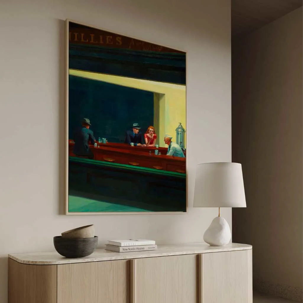 Framed Canvas Print Nighthawks at Night