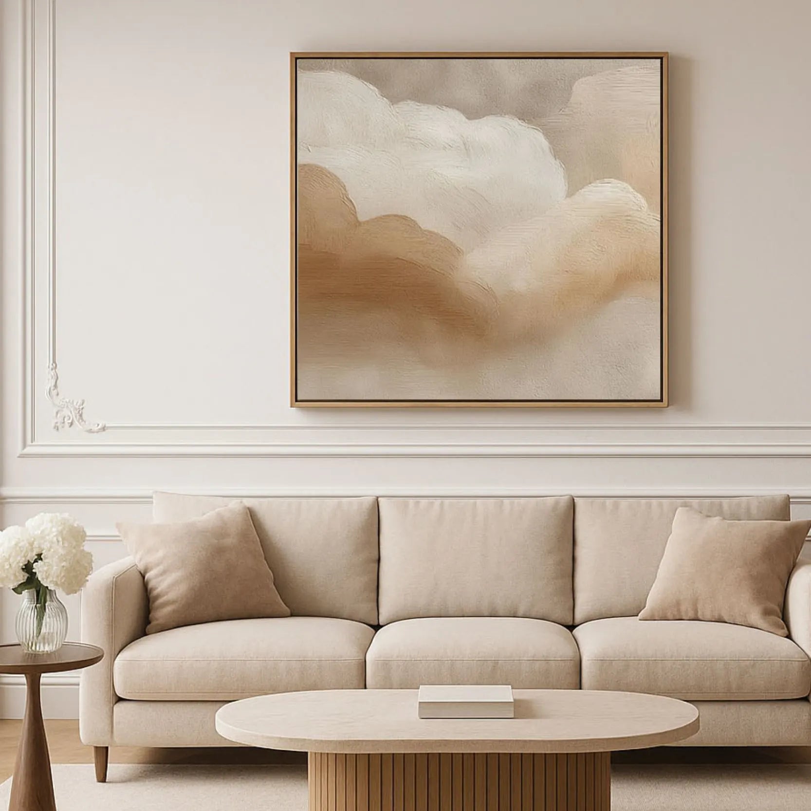 Toile encadrée – Nuages beige