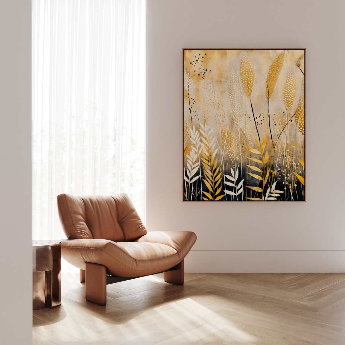 Framed Canvas Print Japanese Gold Garden
