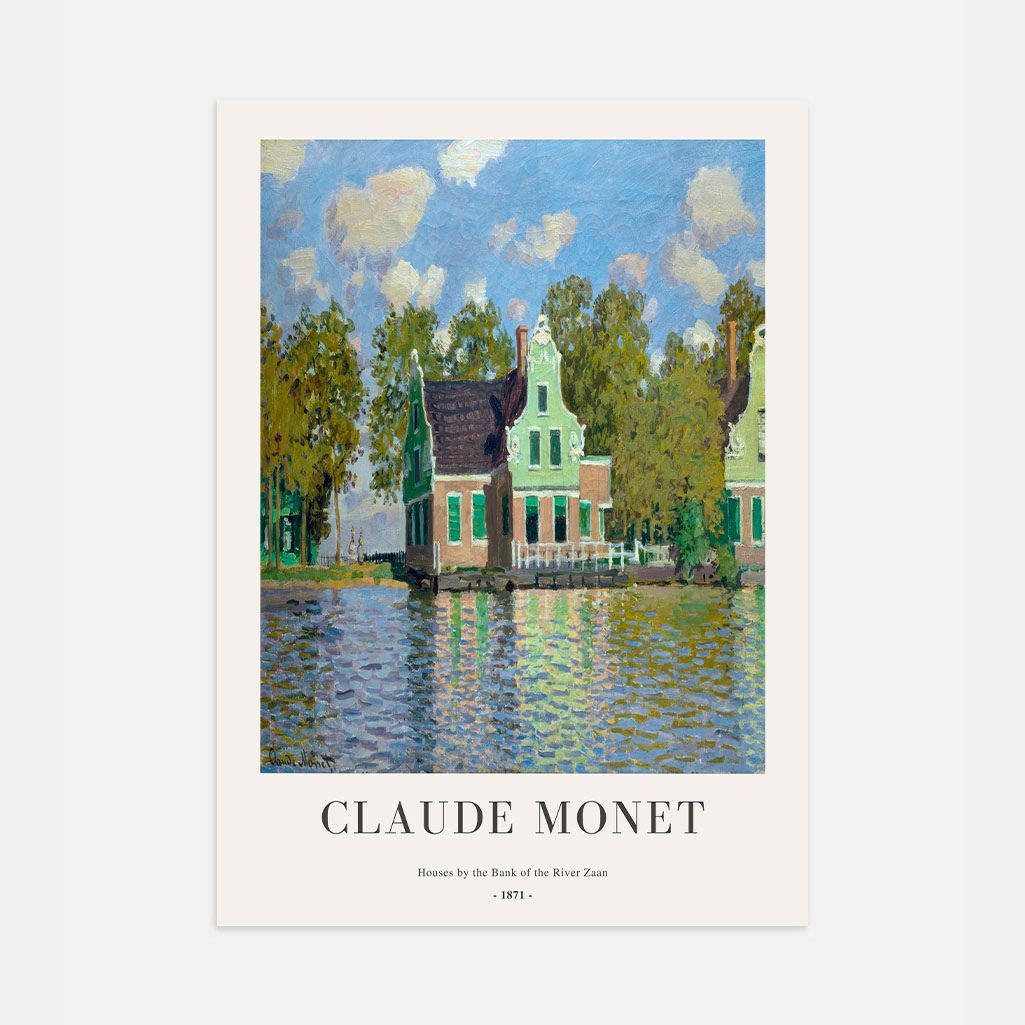 Claude Monet – Maisons au bord de la Zaan (1871) Affiche