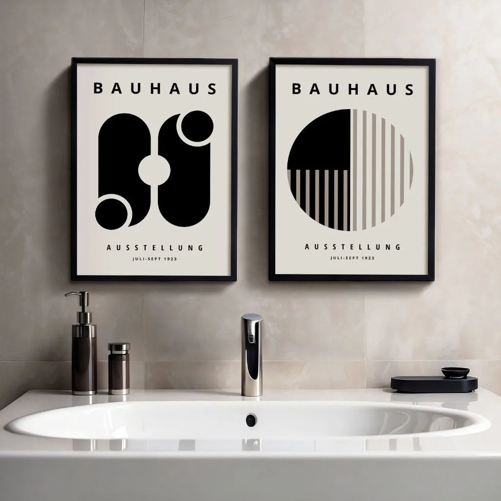 Bauhaus Monochrome Harmony Set of 2 Posters