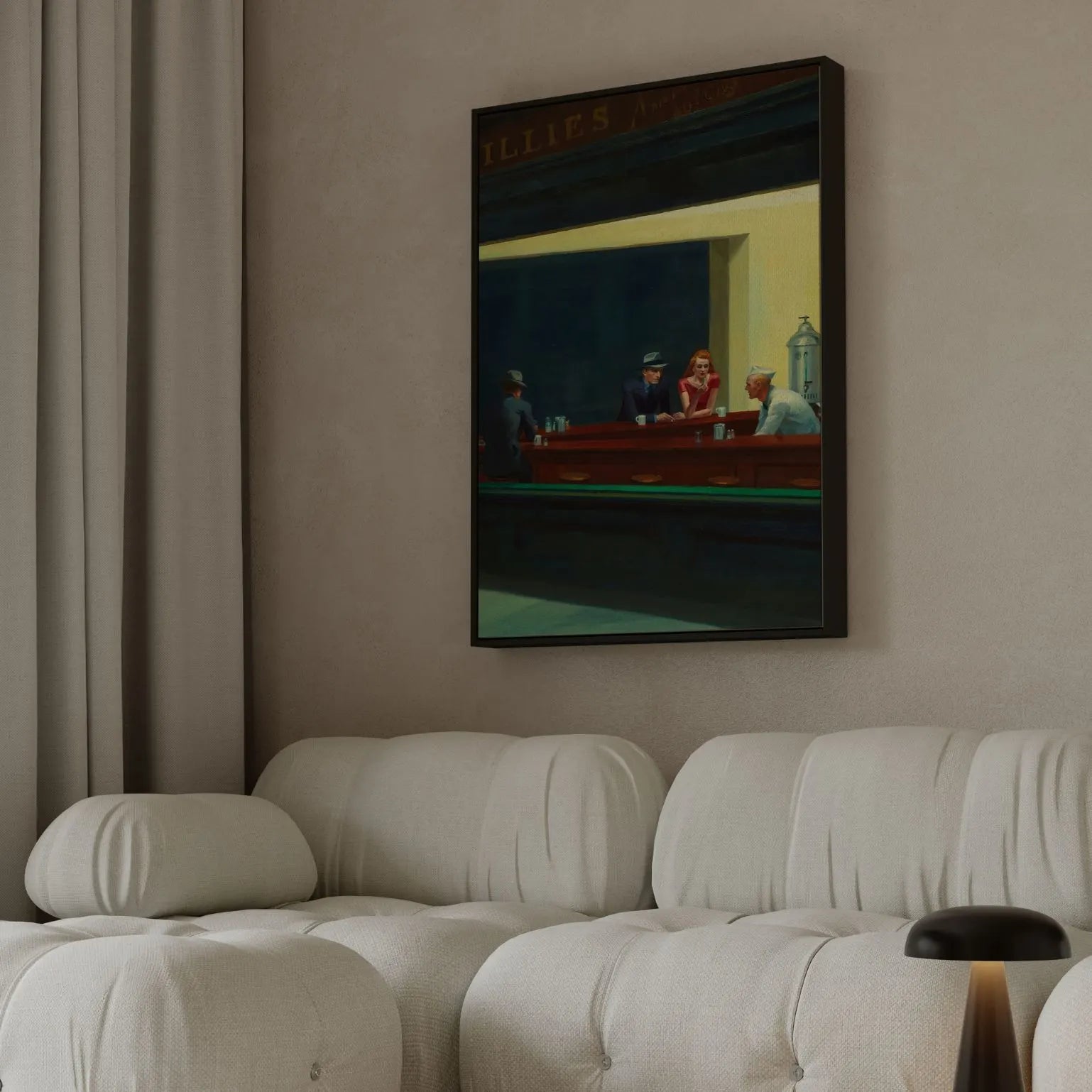 Framed Canvas Print Nighthawks at Night