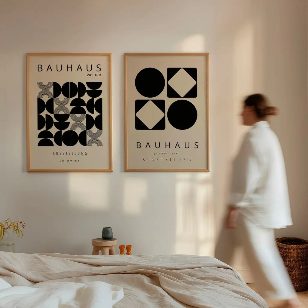 Bauhaus Géométrie – Lot de 2 affiches,beige