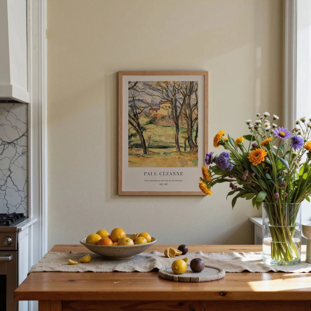 Paul Cézanne Trees and Houses near the Jas de Bouffan Poster