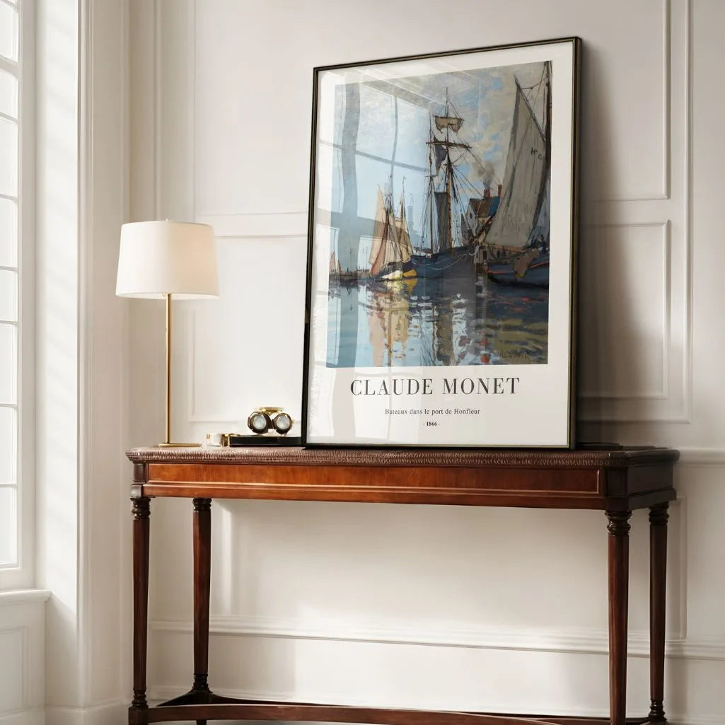 Monet Honfleur Harbor Boats Poster