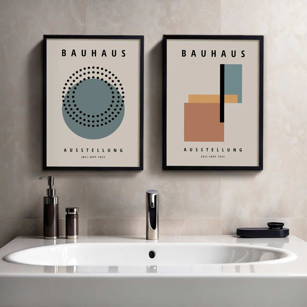Bauhaus Vert Terracotta Équilibre – Lot de 2 affiches