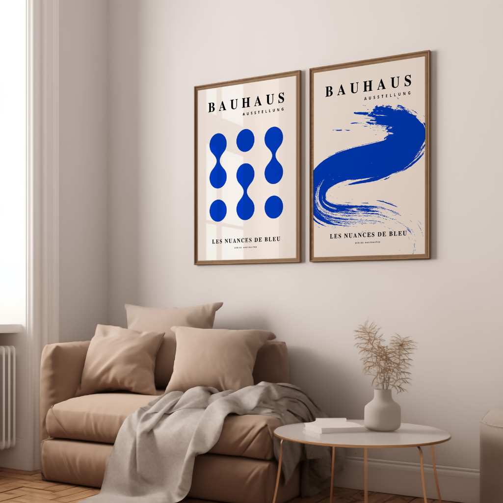 Blue Bauhaus Poster Set of 2