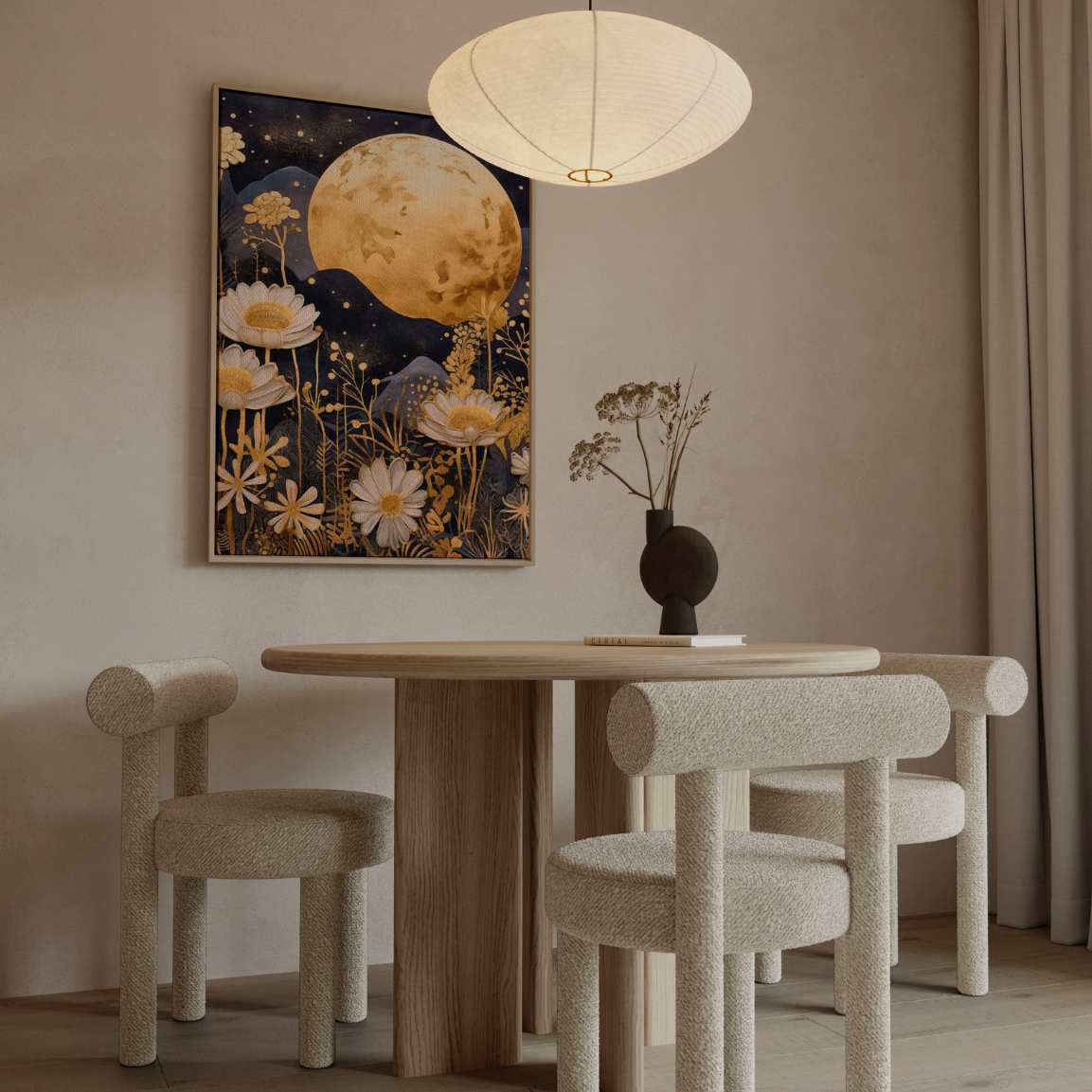 Framed Canvas Print Japanese Moon Garden