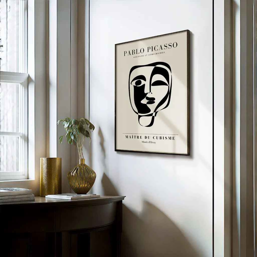 Picasso-Inspired Emotion Mask Poster
