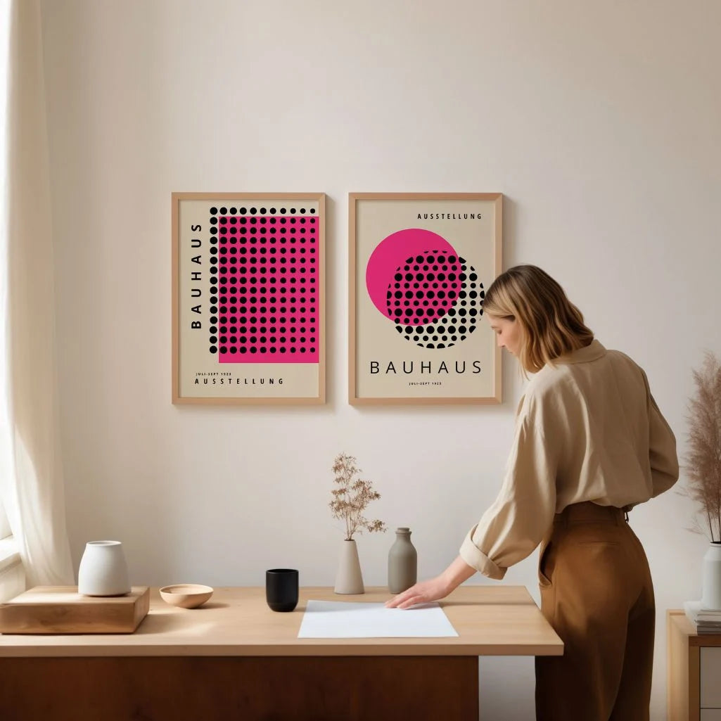 Bauhaus Pink Black Duo Set of 2 Posters