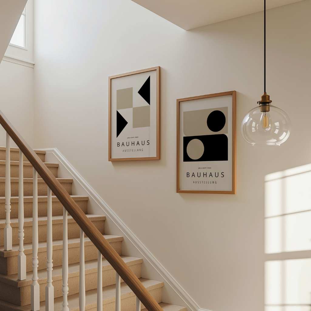 Bauhaus Beige Noir Équilibre – Lot de 2 affiches