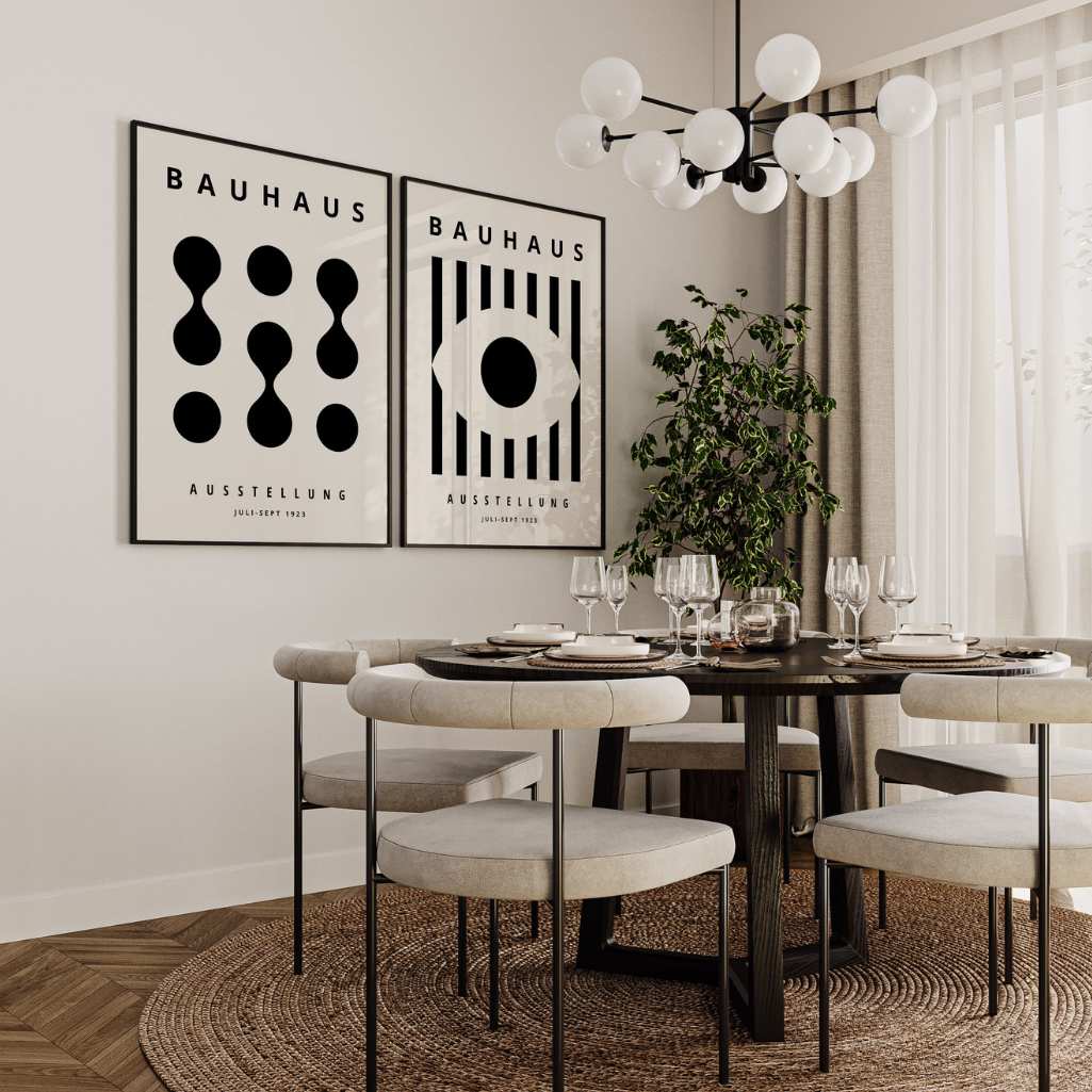 Bauhaus Noir Beige Contraste – Lot de 2 affiches