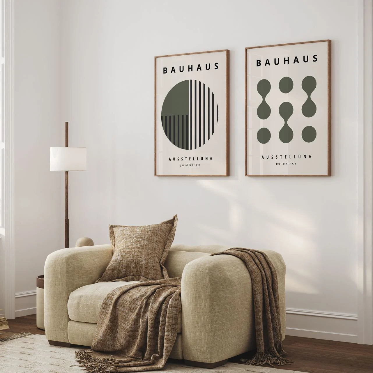 Bauhaus Vert olive – Lot de 2 affiches