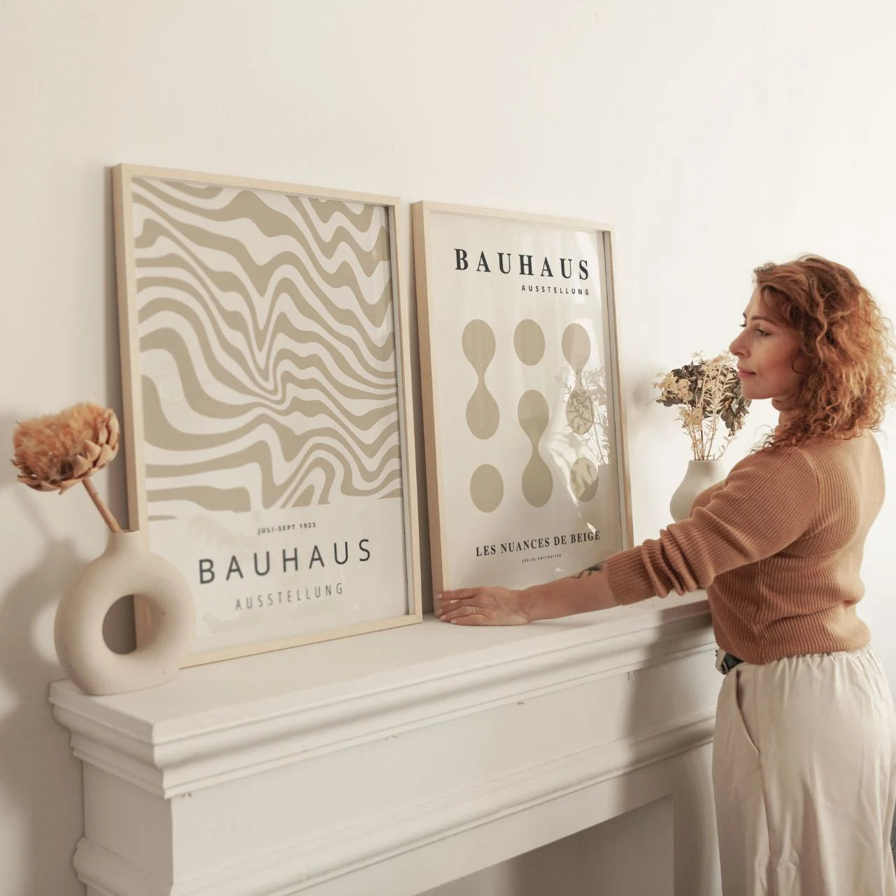 Bauhaus Abstrait Beige – Lot de 2 affiches