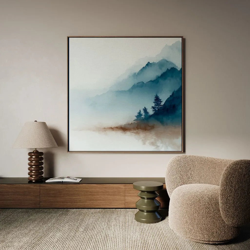 Toile encadrée – Brume sur les montagnes