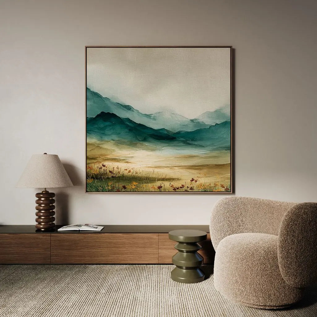 Toile encadrée – Vallée verte au soleil