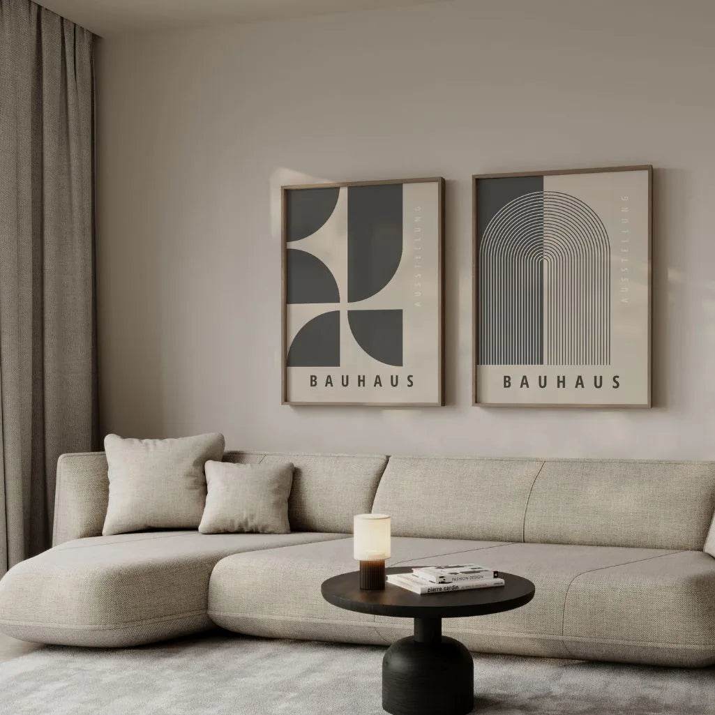 Bauhaus Graphite Geometry Set of 2 Posters