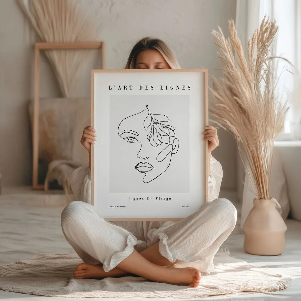 Affiche – Visage avec feuille