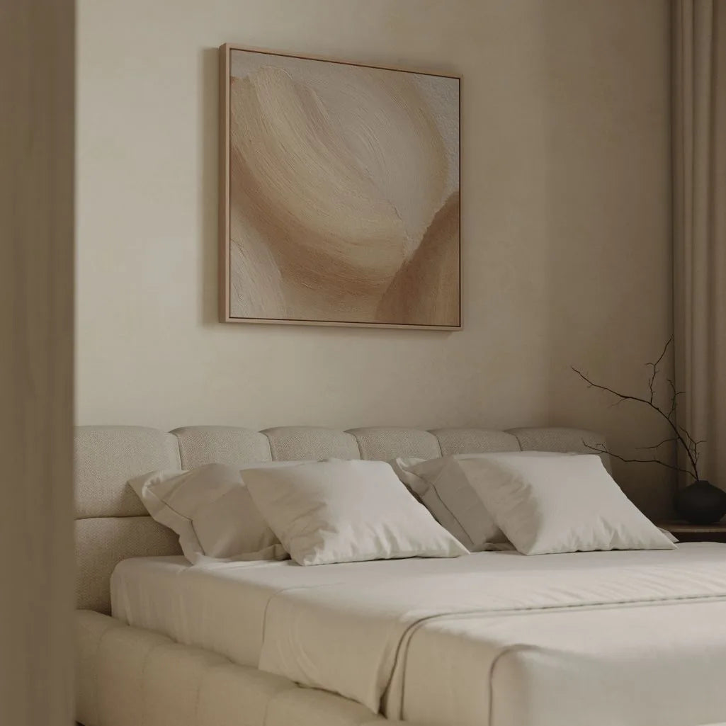 Toile encadrée – Vagues beige