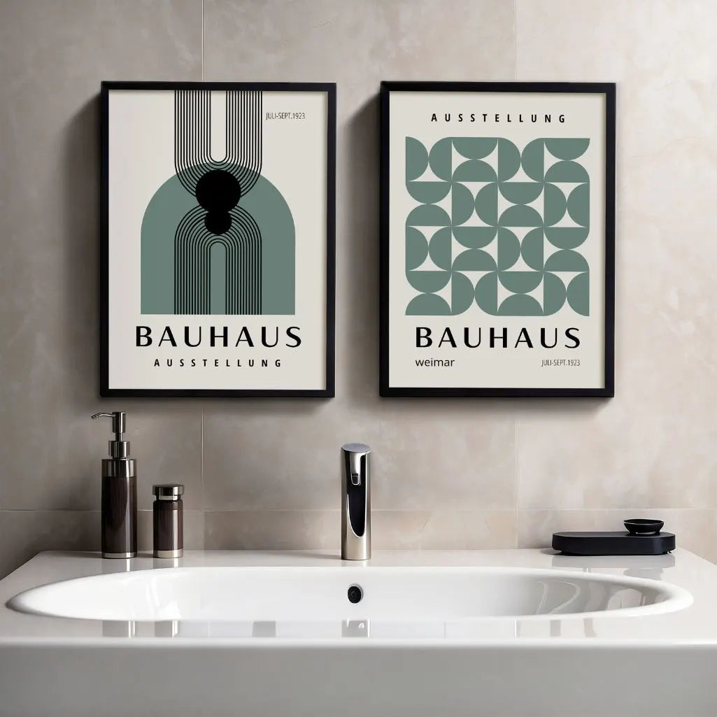 Bauhaus Géométrie Vert – Lot de 2 affiches