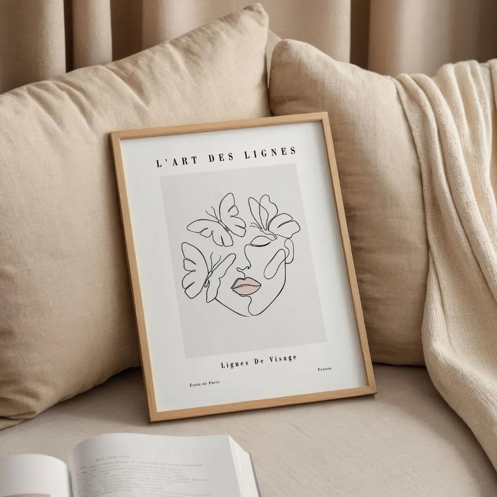 Affiche – Visage aux papillons