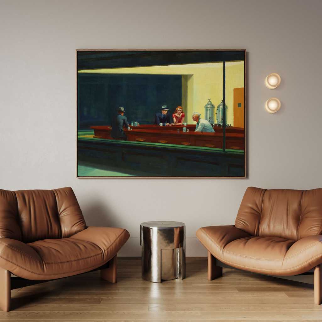 Framed Canvas Print Nighthawks