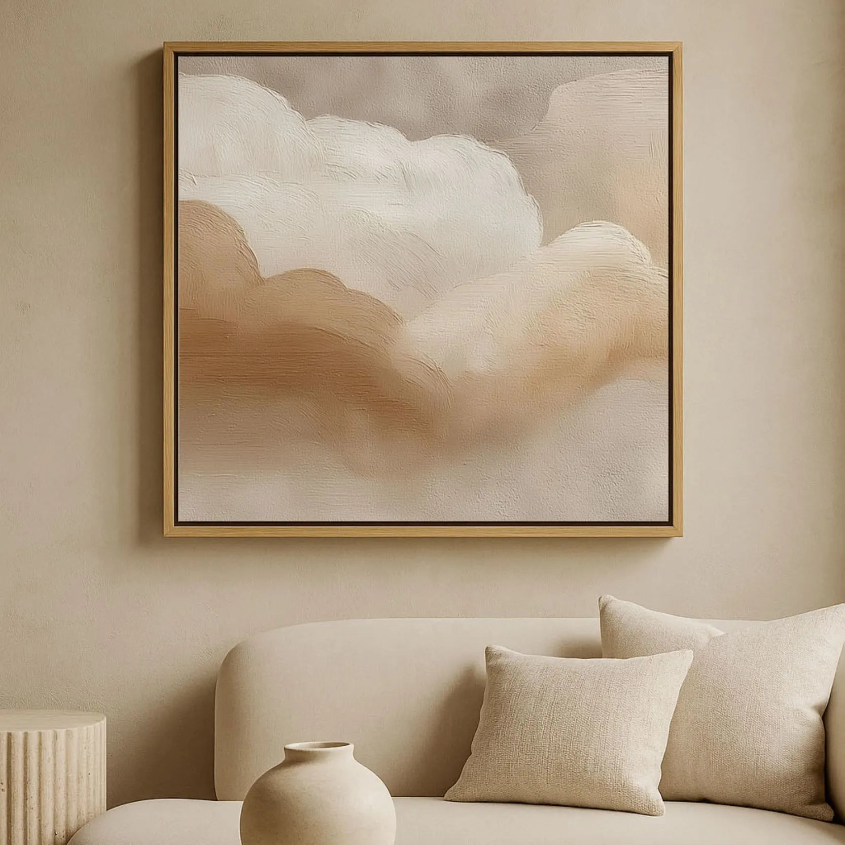 Toile encadrée – Nuages beige