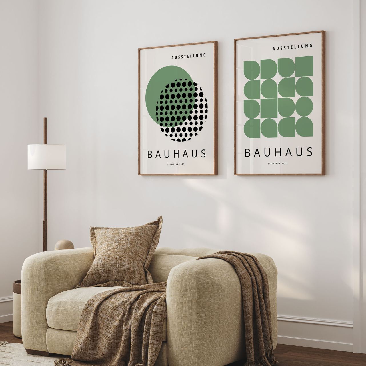Bauhaus Géométrie verte – Lot de 2 affiches