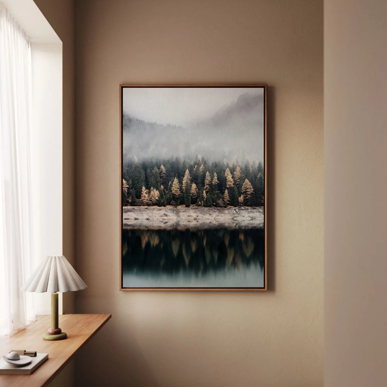 Framed Canvas Print Morning Fog Lake