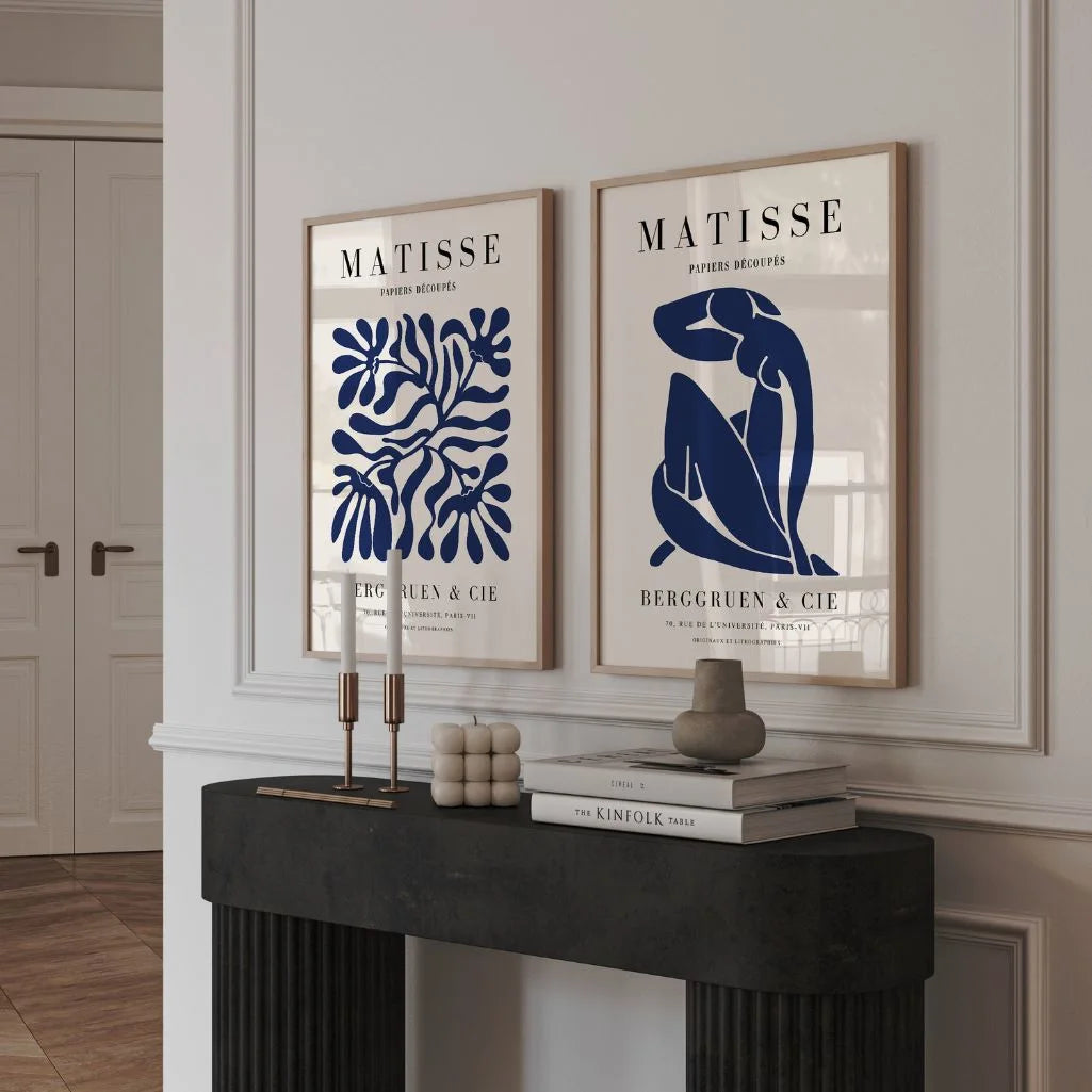 Matisse Blue Abstract Cut-Outs Poster Set of 2