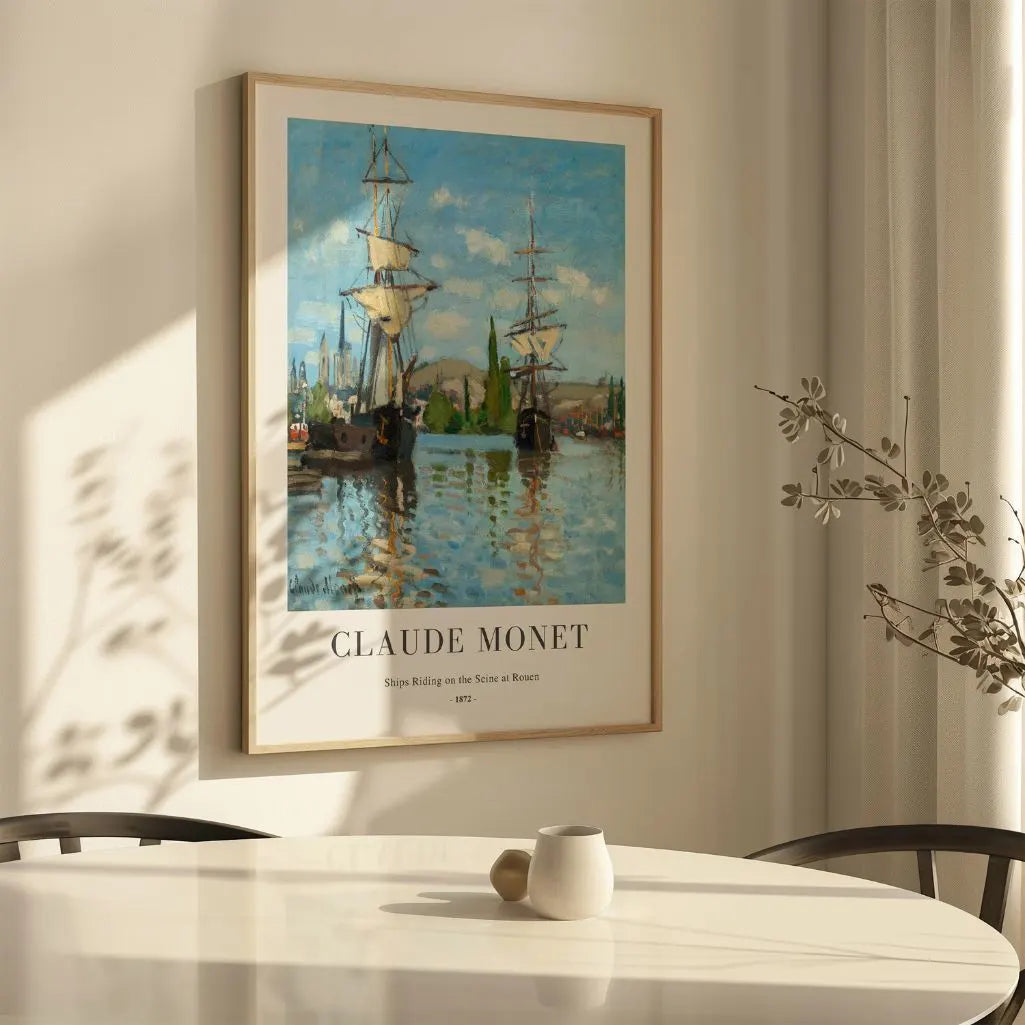 Claude Monet – Bateaux sur la Seine à Rouen Affiche