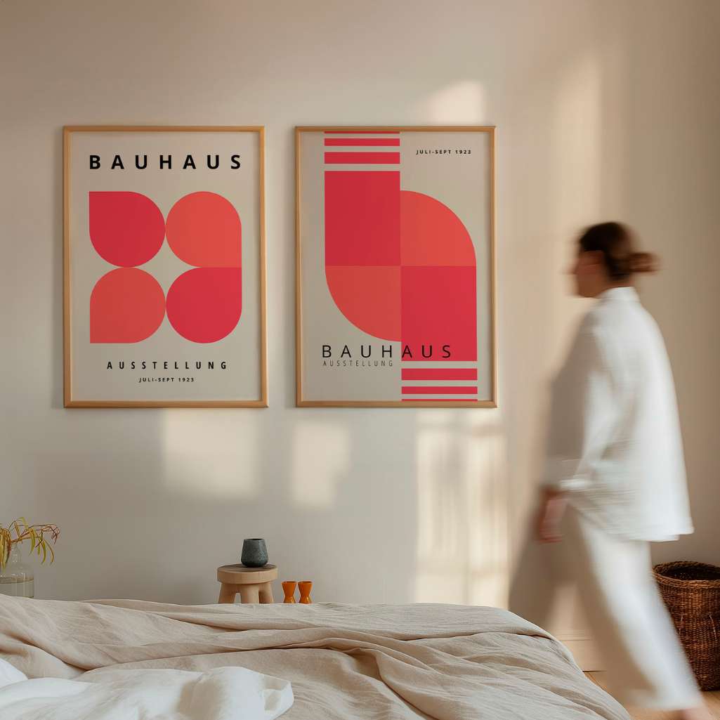 Bauhaus Pink Poster Set of 2